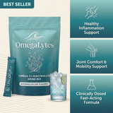 OmegaLytes Omega-3 + Electrolyte Drink Mix — healthy inflammation support, joint comfort and mobility, clinically dosed fast-acting formula