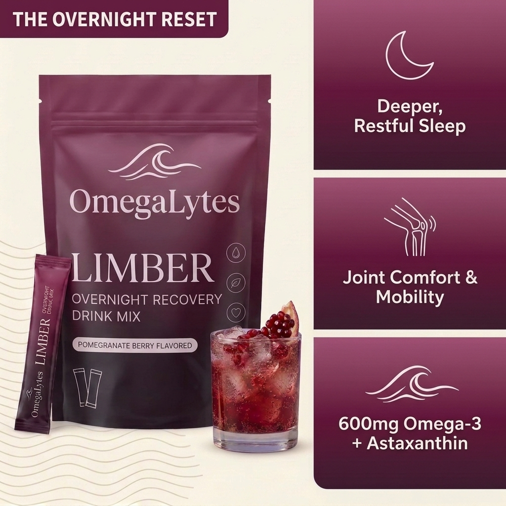 OmegaLytes Limber — deeper restful sleep, joint comfort and mobility, 600mg omega-3 plus astaxanthin