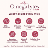 What's inside OmegaLytes Calm — GABA, L-Theanine, Phosphatidylserine, Omega-3, Magnesium, Vitamin C, electrolytes