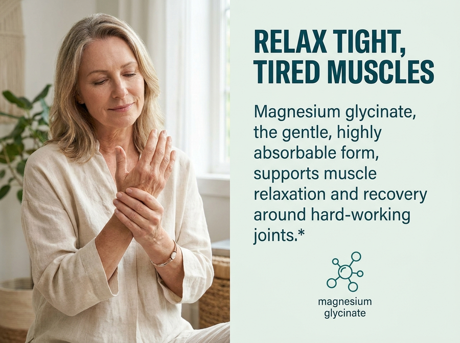 Relax tight tired muscles - magnesium glycinate